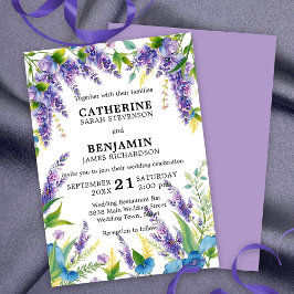 Romantische Elegant Lila und Blue Wisteria Wedding Einladung