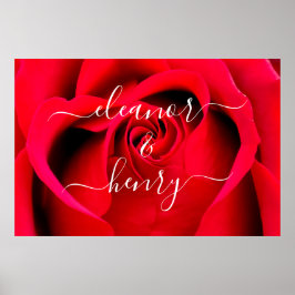 Romantische Elegant-Rote Rose-Coupé-Skript Poster