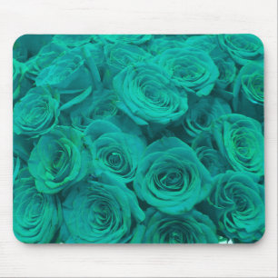 Romantische elegante aquamarine - grüne Rose Mousepad