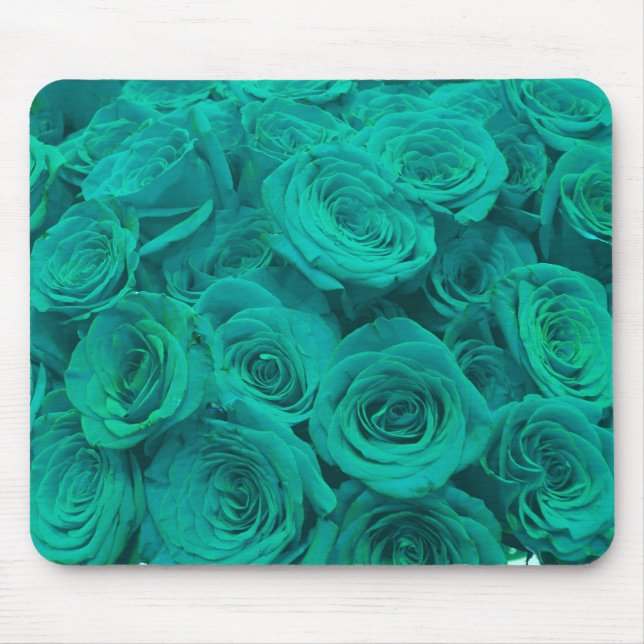 Romantische elegante aquamarine - grüne Rose Mousepad (Vorne)