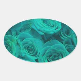 Romantische elegante aquamarine - grüne Rose Ovaler Aufkleber