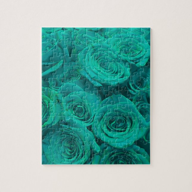 Romantische elegante aquamarine - grüne Rose Puzzle (Vertikal)