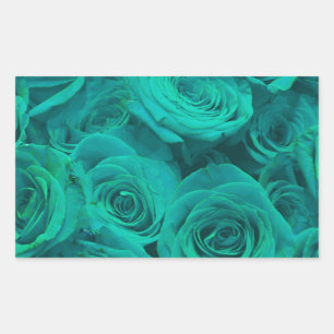 Romantische elegante aquamarine - grüne Rose Rechteckiger Aufkleber