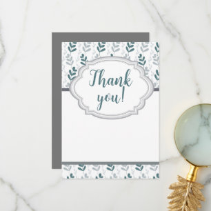 Romantische elegante blaue und graue Floral Dankeskarte
