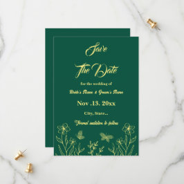 Romantische, elegante Blume smaragdgrüne Hochzeit Save The Date