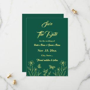 Romantische, elegante Blume smaragdgrüne Hochzeit Save The Date
