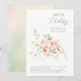 Romantische Elegante Blumenrosa Geburtstagsparty Einladung