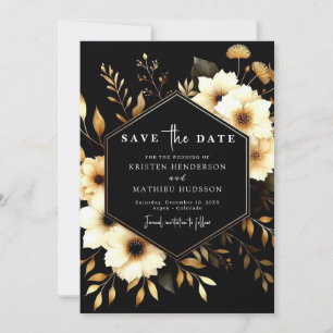 Romantische Elegante Gold und Black Wedding Save The Date