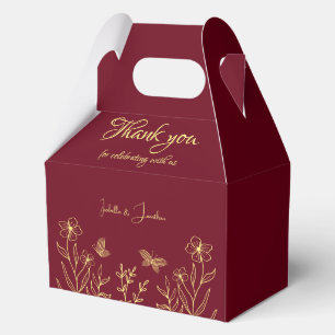 Romantische elegante goldene Blumen Burgunder Hoch Geschenkschachtel