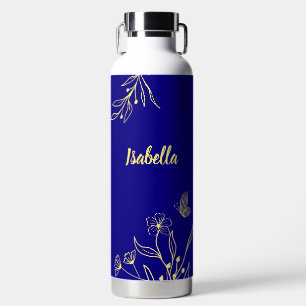 Romantische elegante goldfarbene königsblaue Farbe Trinkflasche