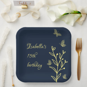 Romantische, elegante Goldmedaille-Blume Pappteller