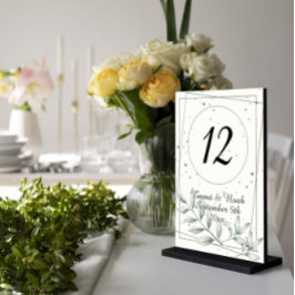 Romantische elegante grüne Dusty-Blätter Tischnummer