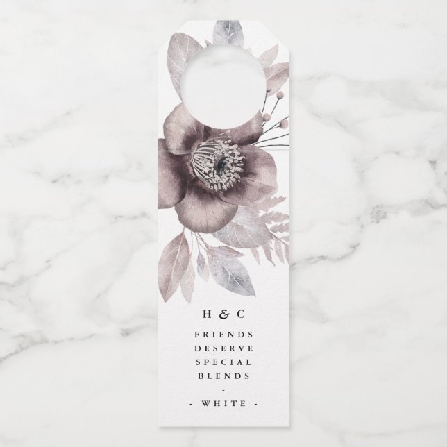 Romantische Elegante Hochzeit der Wasserfarben Flaschenanhänger (Vorderseite)