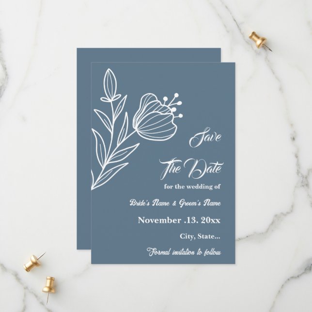 Romantische, elegante Hochzeit mit blühenden Blume Save The Date (Vorderseite/Rückseite Beispiel)