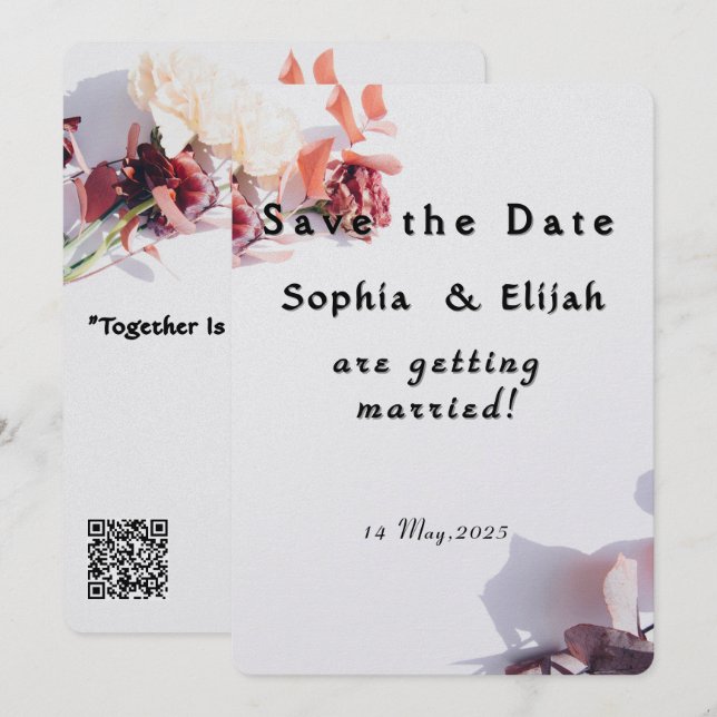 Romantische Elegante Hochzeitskarte Save the Date  (Vorne/Hinten)
