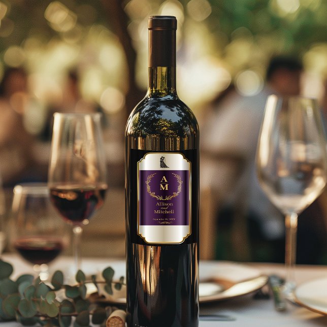 Romantische Elegante Hochzeitsreise Empfang Wein Weinetikett (Von Creator hochgeladen)