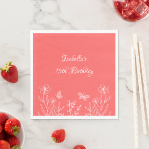 Romantische elegante Korallenrosa Serviette