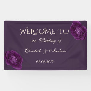 Romantische elegante Lila Rose Hochzeitsbanner Banner