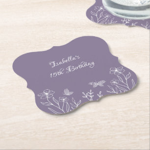 Romantische elegante maulbeerfarbene florale Hochz Untersetzer