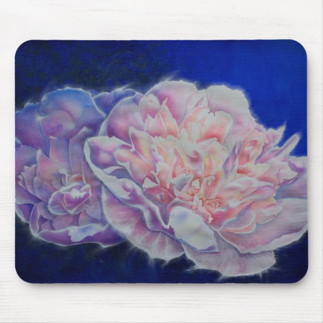 Romantische elegante rosa blaue Pastellfarben Mousepad (Vorne)