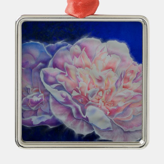 Romantische elegante rosa blaue Pastellfarben Silbernes Ornament (Vorne)