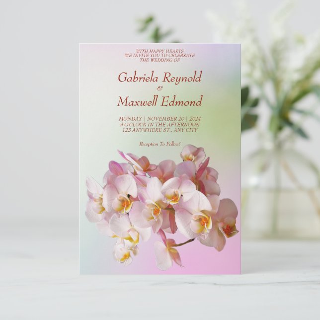 Romantische Elegante Rose Einladung (Stehend Vorderseite)