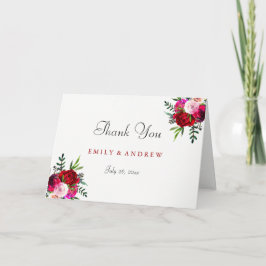 Romantische Elegante Rote Rose Hochzeit Danke Kart