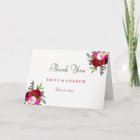 Romantische Elegante Rote Rose Hochzeit Danke Kart