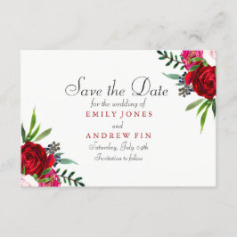 Romantische Elegante Rote Rose Save the Date Karte