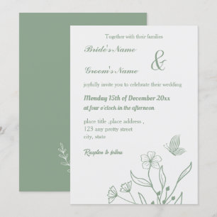 Romantische elegante Salbei Blütenhochzeit Einladung