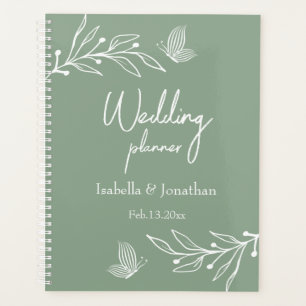 Romantische elegante Salbei Blütenhochzeit Planer