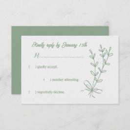 Romantische elegante Salbei Blütenhochzeit RSVP Karte