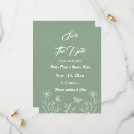Romantische elegante Salbei Blütenhochzeit Save The Date