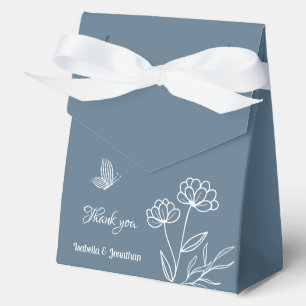 Romantische elegante staubblaue Blumenehe  Geschenkschachtel