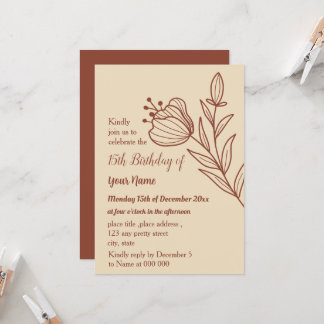 Romantische elegante Terracotta Blumengeburt Einladung