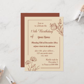 Romantische elegante Terracotta Blumengeburt Einladung