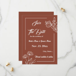 Romantische, elegante Terracotta Hochzeitsreise mi Save The Date