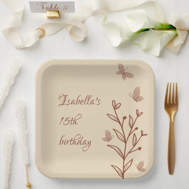 Romantische, elegante Terracotta Pappteller (Hochzeit)