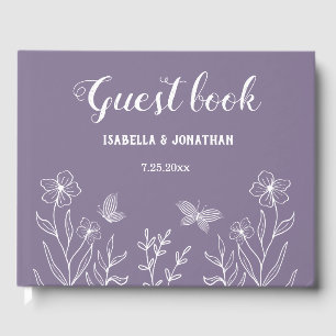 Romantische, elegante und blumengeschmückte Hochze Gästebuch