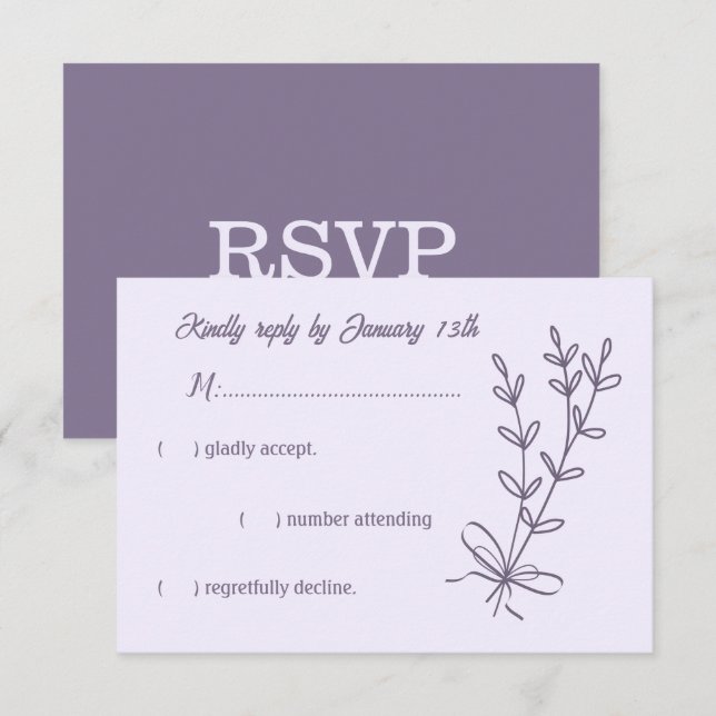 Romantische, elegante und blumengeschmückte Hochze RSVP Karte (Vorne/Hinten)