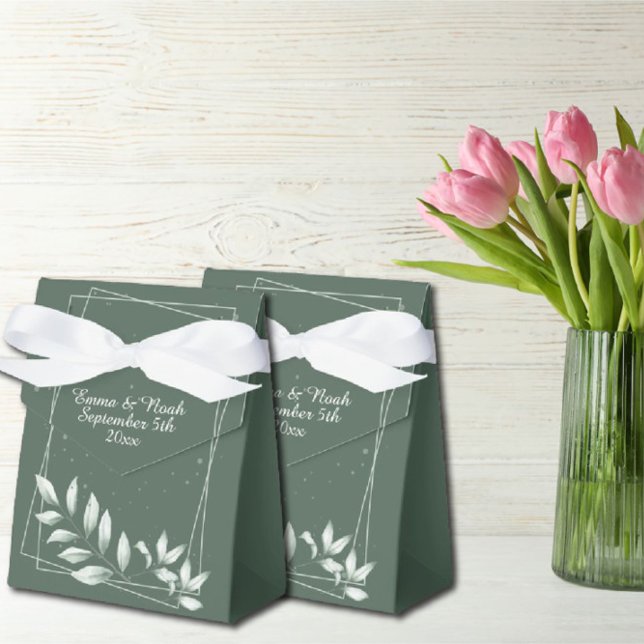 Romantische Elegante verblichene grüne Blätter Geschenkschachtel (Von Creator hochgeladen)