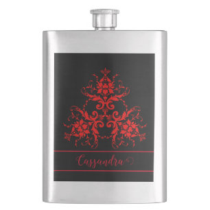 Romantische, elegante Vintage Damaske Flachmann