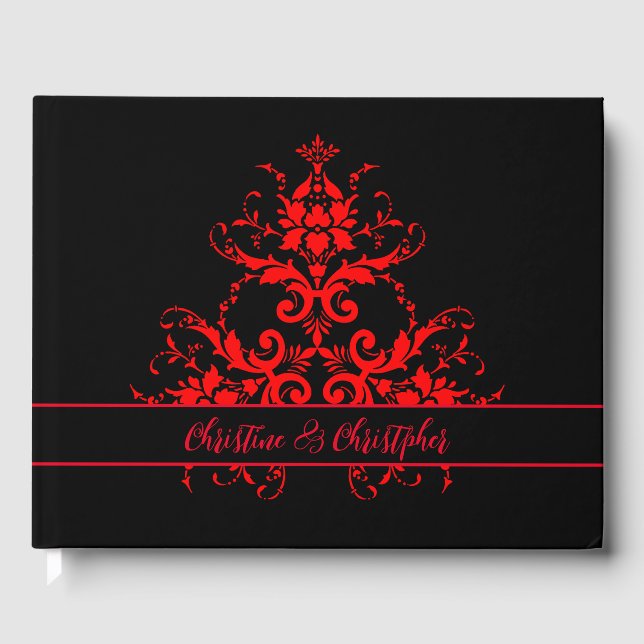 Romantische, elegante Vintage Damaskushochzeit Gästebuch (Vorderseite)