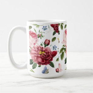 Romantische elegante Vintage-Rosen in Rosa Kaffeetasse