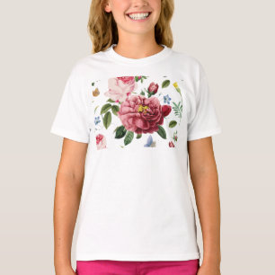 Romantische elegante Vintage-Rosen in Rosa T-Shirt