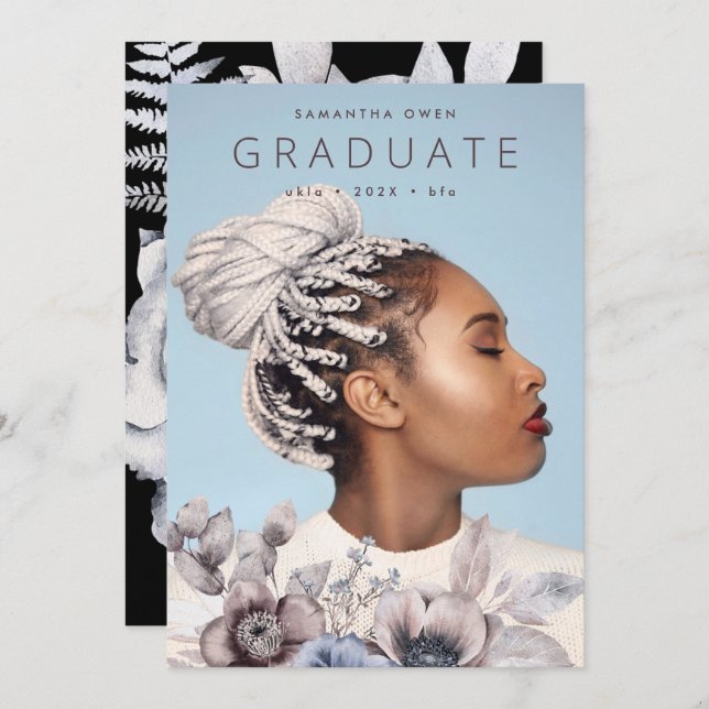 Romantische Elegante Watercolor Florentiner Univer Ankündigung (Vorne/Hinten)