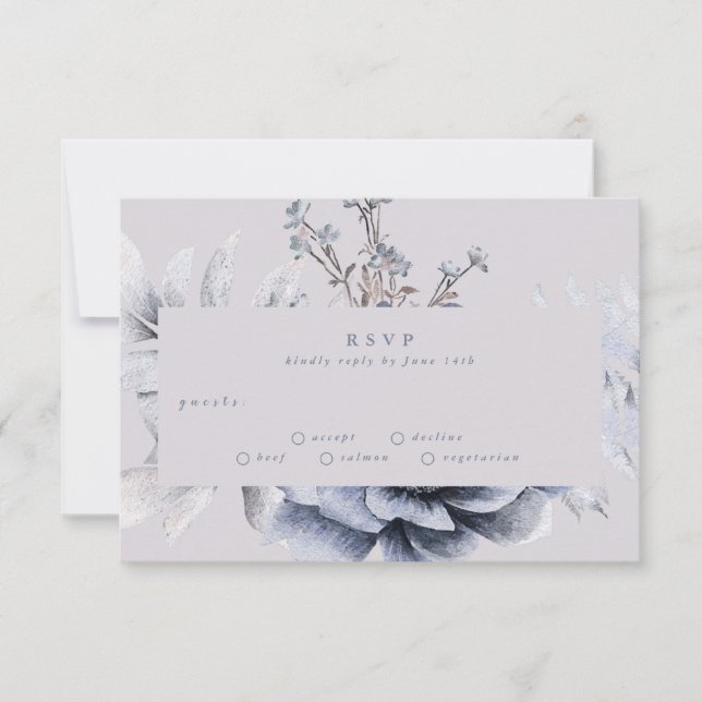 Romantische elegante Winter Floral Wedding RSVP Ca (Vorderseite)