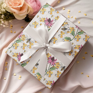 Romantische Elfenbeinkönigin, Honeycomb und Blume Geschenkpapier