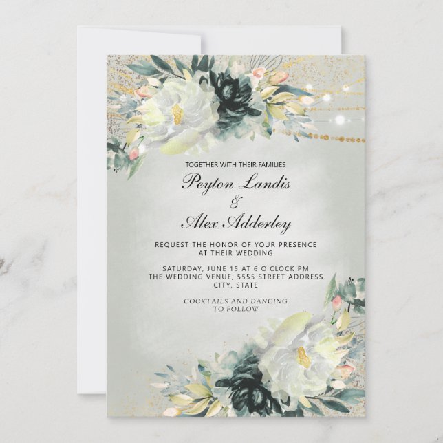 Romantische Elfenbeinküste Aquamarine Aquarellfarb Einladung (Vorderseite)