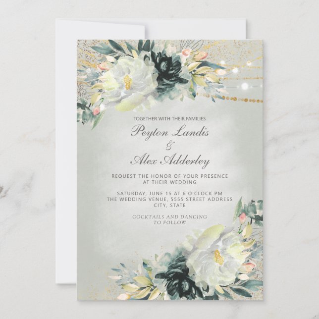 Romantische Elfenbeinküste Aquamarine Aquarellfarb Einladung (Vorderseite)